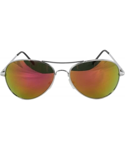 Aviator SVRORMR Pilot Fashion Aviator Sunglasses Silver Black Frame Orange Mirror Lenses for Men and Women - C01197GYI4J $19.07