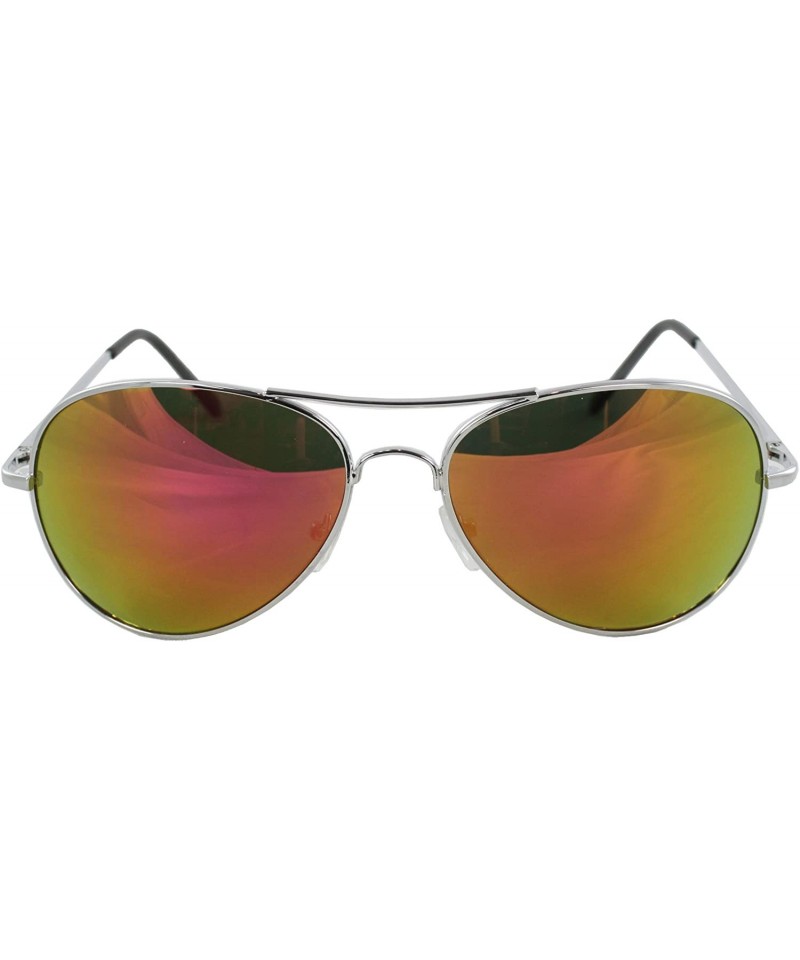 Aviator SVRORMR Pilot Fashion Aviator Sunglasses Silver Black Frame Orange Mirror Lenses for Men and Women - C01197GYI4J $8.67