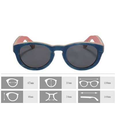 Wayfarer Wooden Glasses Bamboo Wood Polarized Sunglasses with Bamboo Frame Eyewear-Z68022 - Outside Blue Inside Red - CW17YIY...