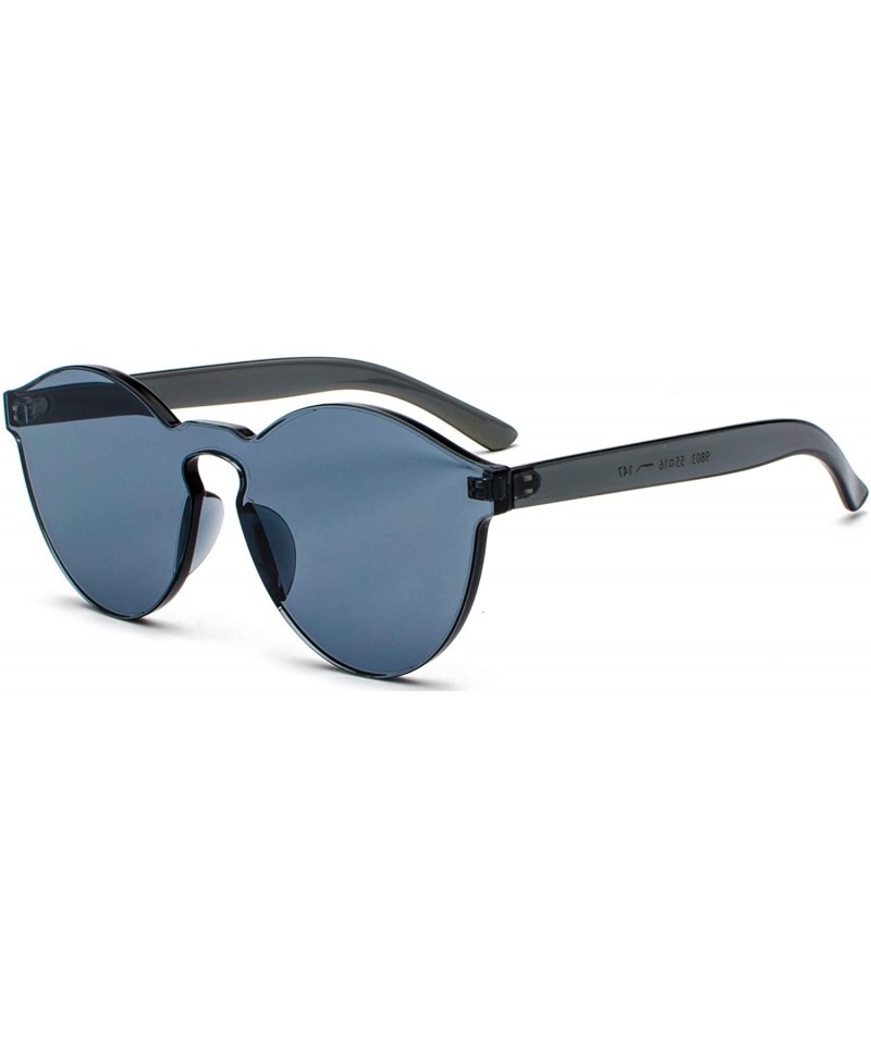 Rimless One Piece Rimless Sunglasses Transparent Colorful Tinted Eyewear - Black - CK18TRZXNUT $12.88