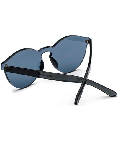 Rimless One Piece Rimless Sunglasses Transparent Colorful Tinted Eyewear - Black - CK18TRZXNUT $12.88