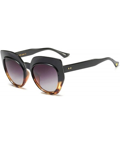 Square Vintage Cat Sunglasses Sexy Leopard Big Frame Thick Border Sun Glasses For Women Brand Designer - CS18O3EMTEI $13.23