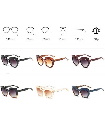 Square Vintage Cat Sunglasses Sexy Leopard Big Frame Thick Border Sun Glasses For Women Brand Designer - CS18O3EMTEI $13.23