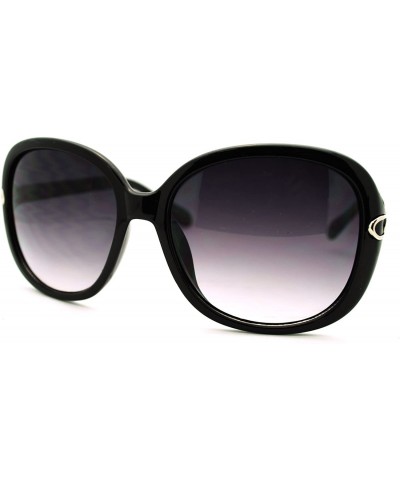 Oversized Plastic Butterfly Metal Chain Arm Oversized Womens Fashion Sunglasses - Black Silver - CU11L9LEQOH $11.66