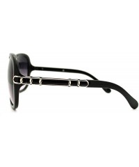 Oversized Plastic Butterfly Metal Chain Arm Oversized Womens Fashion Sunglasses - Black Silver - CU11L9LEQOH $11.66