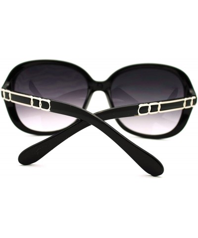 Oversized Plastic Butterfly Metal Chain Arm Oversized Womens Fashion Sunglasses - Black Silver - CU11L9LEQOH $11.66