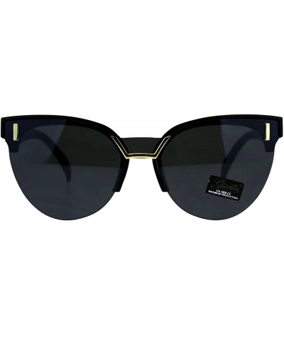 Square Giselle Womens Sunglasses Chic Design Half Rim Butterfly Shades UV 400 - Black (Black) - CE18E0TQMSC $21.24