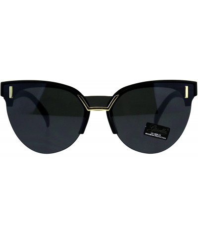 Square Giselle Womens Sunglasses Chic Design Half Rim Butterfly Shades UV 400 - Black (Black) - CE18E0TQMSC $11.19