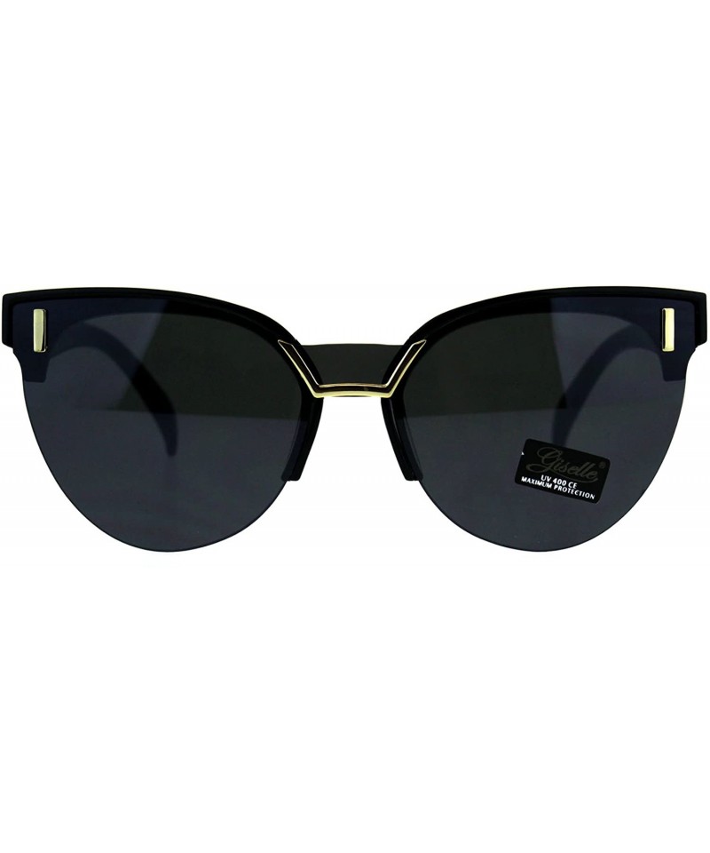 Square Giselle Womens Sunglasses Chic Design Half Rim Butterfly Shades UV 400 - Black (Black) - CE18E0TQMSC $11.19