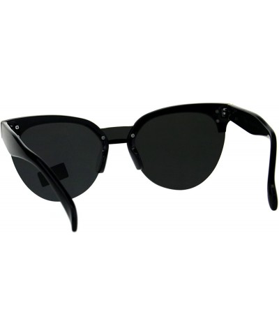 Square Giselle Womens Sunglasses Chic Design Half Rim Butterfly Shades UV 400 - Black (Black) - CE18E0TQMSC $11.19