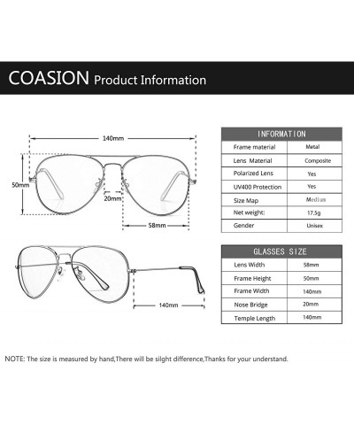 Aviator Classic Polarized Aviator Sunglasses for Men Women Mirrored UV400 Protection Lens Metal Frame - CQ18S68DL6H $23.44