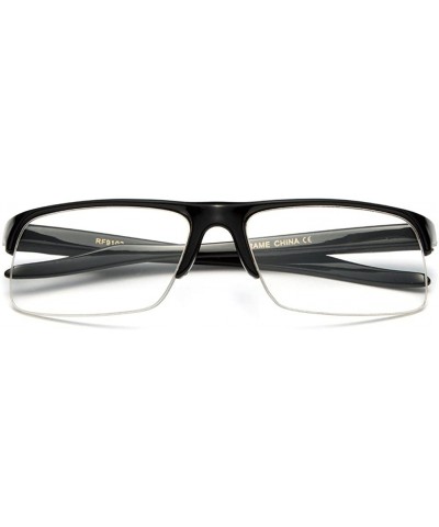 Oversized Newbee Fashion-"Slim Rivera" Half Frame Spring Temple Reading Glasses - Black - CJ127DQ4Z5B $21.51