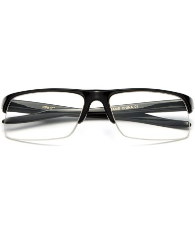 Oversized Newbee Fashion-"Slim Rivera" Half Frame Spring Temple Reading Glasses - Black - CJ127DQ4Z5B $9.18