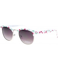 Round Womens Cutie Fruit Print Half Horn Rim Sunglasses - Cherry - C111YAXL69X $10.28