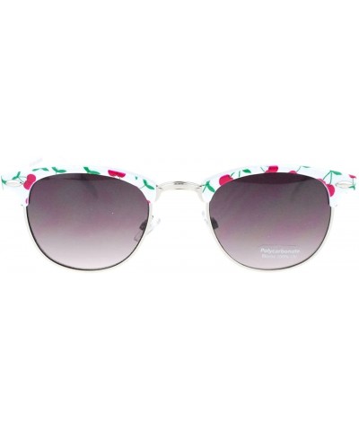 Round Womens Cutie Fruit Print Half Horn Rim Sunglasses - Cherry - C111YAXL69X $10.28