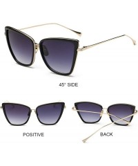 Square 2019 New Er Cateye Sunglasses Women Vintage Metal Glasses Mirror Retro Lunette De Soleil Femme UV400 - Tea - C3198AHKG...