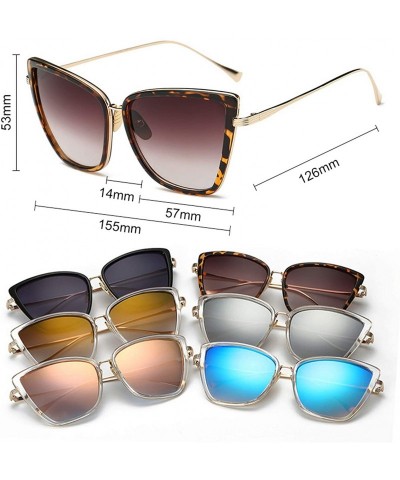 Square 2019 New Er Cateye Sunglasses Women Vintage Metal Glasses Mirror Retro Lunette De Soleil Femme UV400 - Tea - C3198AHKG...