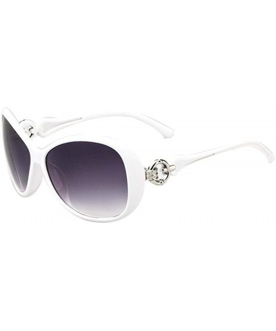 Oval Women Fashion Oval Shape UV400 Framed Sunglasses Sunglasses - White - CS195I0K72S $32.93