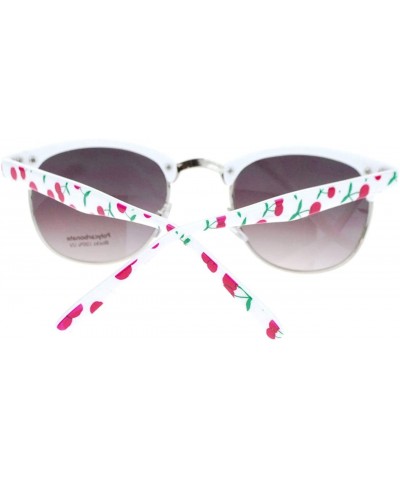 Round Womens Cutie Fruit Print Half Horn Rim Sunglasses - Cherry - C111YAXL69X $10.28