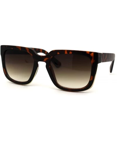 Rectangular Mens Squared Fashion Squared Rectangle Keyhole Plastic Sunglasses - Matte Tortoise Brown - CK19856M8XD $18.11