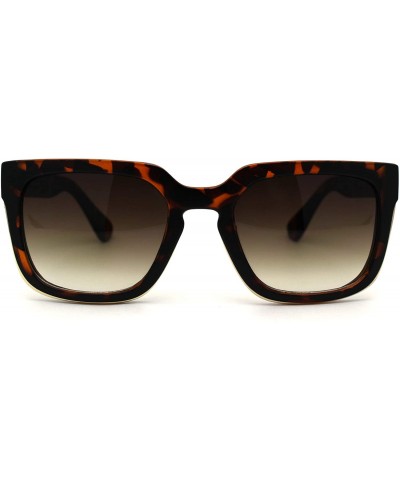 Rectangular Mens Squared Fashion Squared Rectangle Keyhole Plastic Sunglasses - Matte Tortoise Brown - CK19856M8XD $7.83