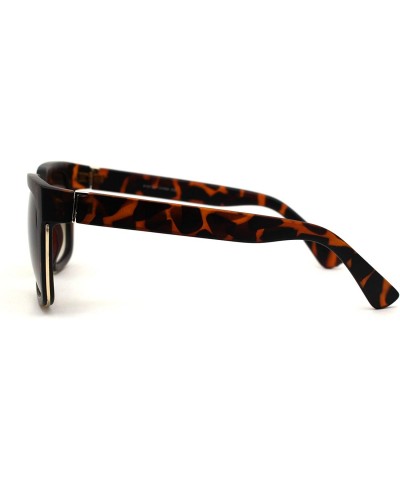 Rectangular Mens Squared Fashion Squared Rectangle Keyhole Plastic Sunglasses - Matte Tortoise Brown - CK19856M8XD $7.83