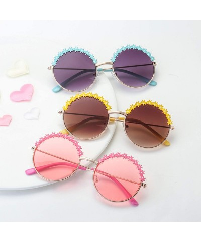 Oval 2019 Festival Metal Frame Kids Sunglasses Flower Round Sun Glasses Girls Boys Baby Children Oculos - Green - CW199CH529X...