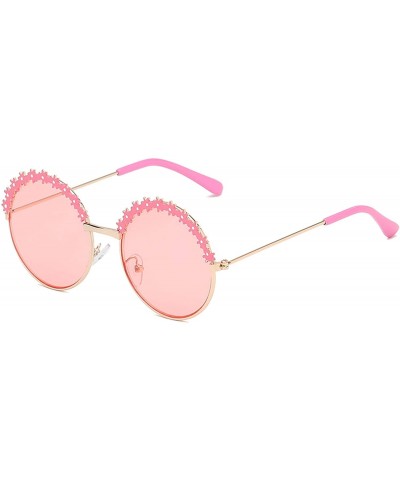 Oval 2019 Festival Metal Frame Kids Sunglasses Flower Round Sun Glasses Girls Boys Baby Children Oculos - Green - CW199CH529X...