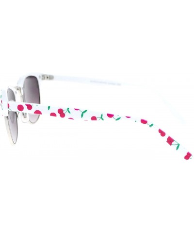 Round Womens Cutie Fruit Print Half Horn Rim Sunglasses - Cherry - C111YAXL69X $20.03