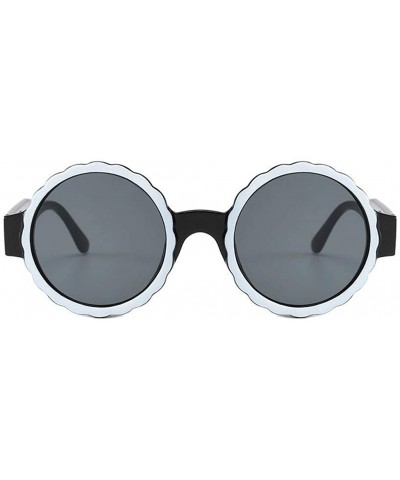 Goggle Women Men Summer New Fashion Round Frame Sunglasses Acetate Frame Glasses - Black - CX18T89ZANL $17.66