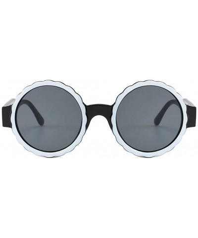 Goggle Women Men Summer New Fashion Round Frame Sunglasses Acetate Frame Glasses - Black - CX18T89ZANL $9.07