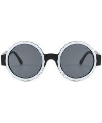 Goggle Women Men Summer New Fashion Round Frame Sunglasses Acetate Frame Glasses - Black - CX18T89ZANL $9.07
