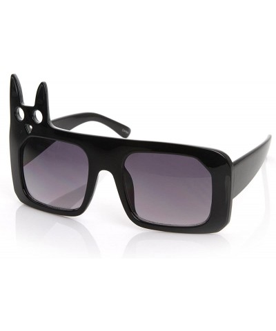 Oversized Luxe Inspired Fashion Kitty Cat Head Large Square Oversized Sunglasses - Black - C8119FMD9JF $20.76