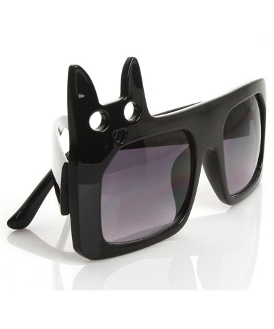 Oversized Luxe Inspired Fashion Kitty Cat Head Large Square Oversized Sunglasses - Black - C8119FMD9JF $13.48