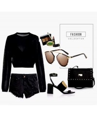 Cat Eye Women's Sunglasses Fashion Diamond Sunglasses Cat Eye Frame Personality Sunglasses - Black - CO18T7G46W9 $37.57