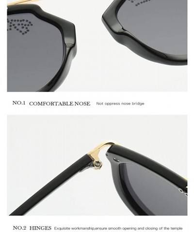 Cat Eye Women's Sunglasses Fashion Diamond Sunglasses Cat Eye Frame Personality Sunglasses - Black - CO18T7G46W9 $37.57