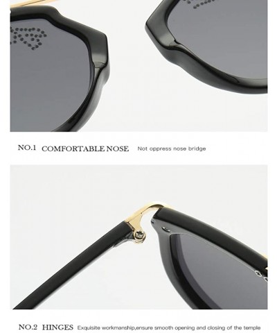 Cat Eye Women's Sunglasses Fashion Diamond Sunglasses Cat Eye Frame Personality Sunglasses - Black - CO18T7G46W9 $18.01