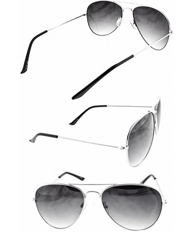 Aviator Aviator Frame Sunglasses- Dark Lens/Silver Frame - CQ12O5EFU3R $8.67