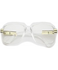 Square Large Chunky Metal Accented Temples Clear Lens Square Glasses 55mm - Clear-gold / Clear - CD12N2JLXB0 $12.76