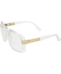 Square Large Chunky Metal Accented Temples Clear Lens Square Glasses 55mm - Clear-gold / Clear - CD12N2JLXB0 $12.76