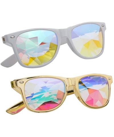 Sport Kaleidoscope Glasses - Rainbow Rave Prism Diffraction Crystal Lens Sunglasses Goggles - Yellow+white - CA18H4W2LHY $39.02