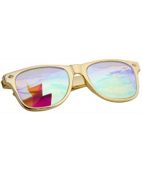 Sport Kaleidoscope Glasses - Rainbow Rave Prism Diffraction Crystal Lens Sunglasses Goggles - Yellow+white - CA18H4W2LHY $17.73