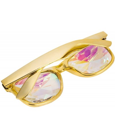 Sport Kaleidoscope Glasses - Rainbow Rave Prism Diffraction Crystal Lens Sunglasses Goggles - Yellow+white - CA18H4W2LHY $17.73