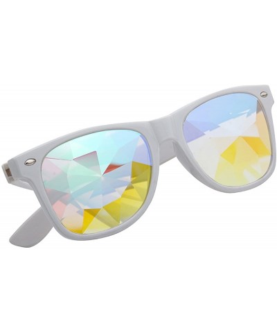 Sport Kaleidoscope Glasses - Rainbow Rave Prism Diffraction Crystal Lens Sunglasses Goggles - Yellow+white - CA18H4W2LHY $17.73