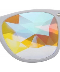 Sport Kaleidoscope Glasses - Rainbow Rave Prism Diffraction Crystal Lens Sunglasses Goggles - Yellow+white - CA18H4W2LHY $17.73