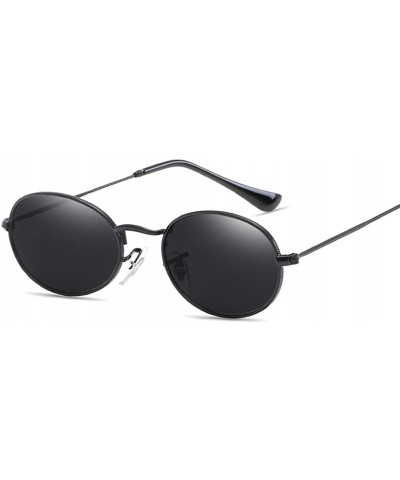 Oval Small Oval Sunglasses Men Retro Sun Glasses for Women Accessories Summer Beach - Full Black - CU18DTUGGEN $18.52