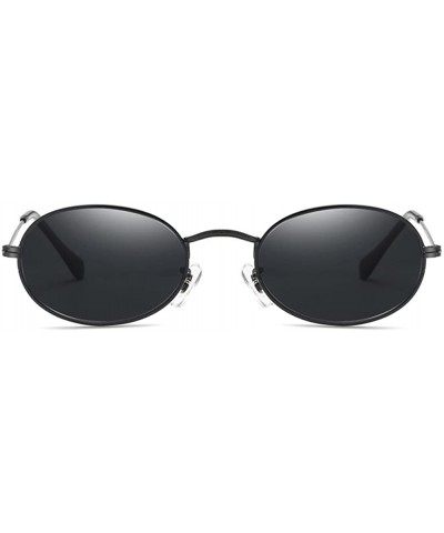 Oval Small Oval Sunglasses Men Retro Sun Glasses for Women Accessories Summer Beach - Full Black - CU18DTUGGEN $9.01