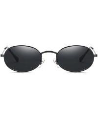 Oval Small Oval Sunglasses Men Retro Sun Glasses for Women Accessories Summer Beach - Full Black - CU18DTUGGEN $9.01