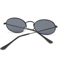 Oval Small Oval Sunglasses Men Retro Sun Glasses for Women Accessories Summer Beach - Full Black - CU18DTUGGEN $9.01