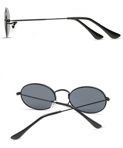 Oval Small Oval Sunglasses Men Retro Sun Glasses for Women Accessories Summer Beach - Full Black - CU18DTUGGEN $9.01